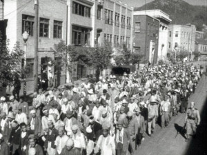 Japanese POWs being led away
