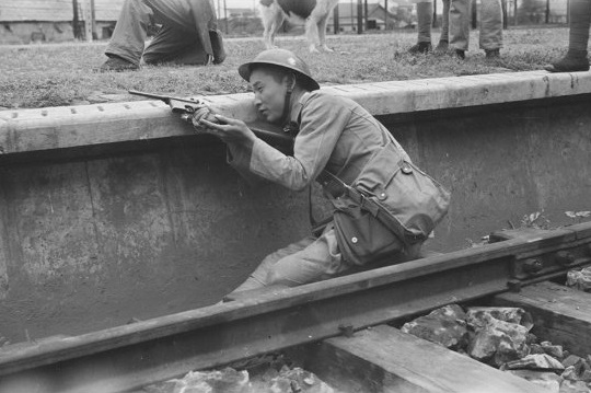 Nationalist soldier, North Railway Station, Shanghai